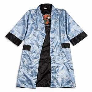 Blue Satin Dragon Kimono Robe| Thailand